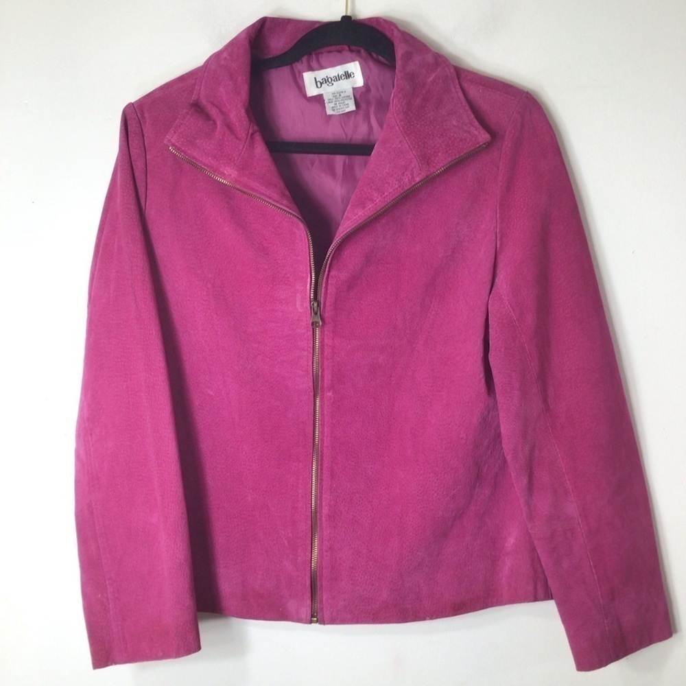 Bagatelle leather coat jacket women pink leather vintage rare 8